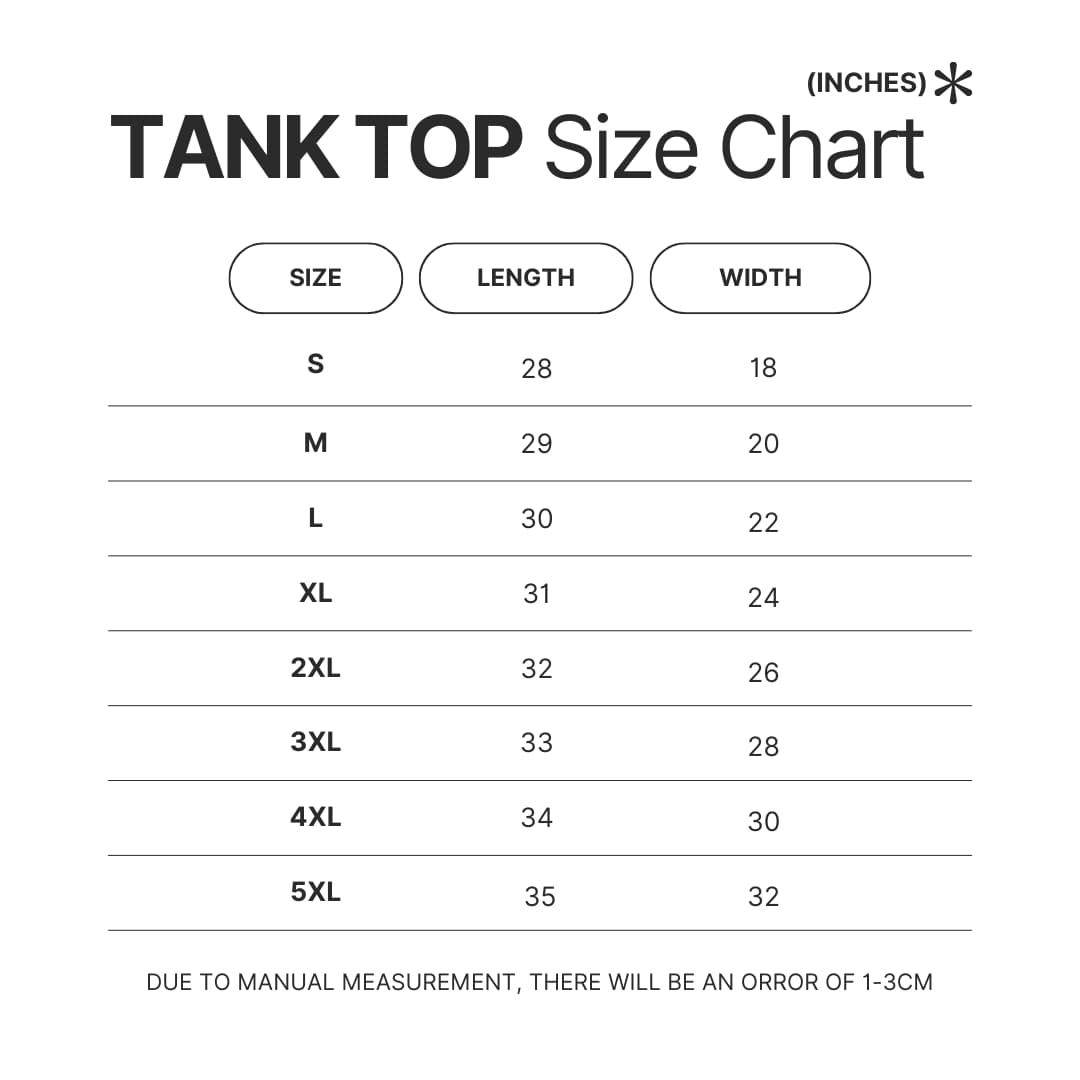 Tank Top Size Chart - Daria Merch
