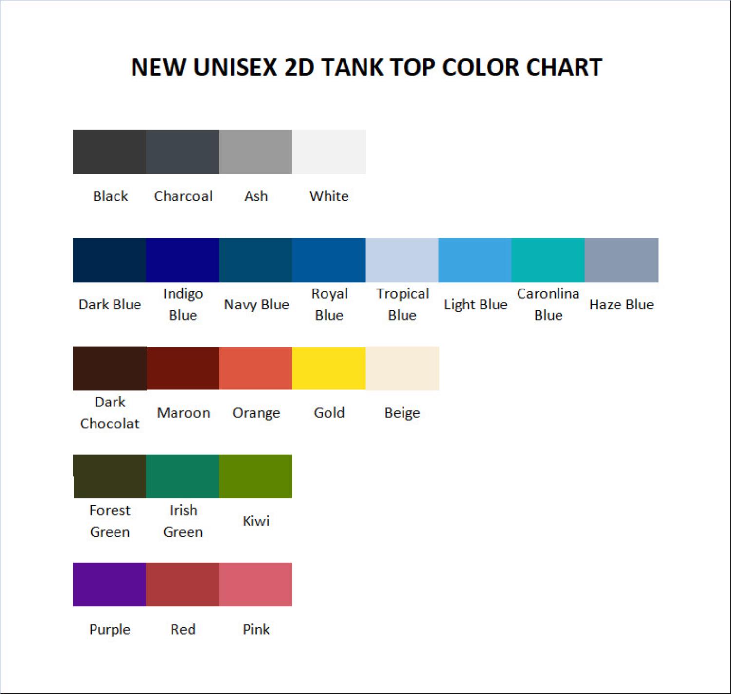 tank top color chart - Daria Merch