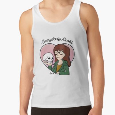 Womens Daria Everybody Sucks Macbeth Skull Heart Full Color Tank Top