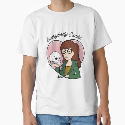 Womens Daria Everybody Sucks Macbeth Skull Heart Full Color T-shirt