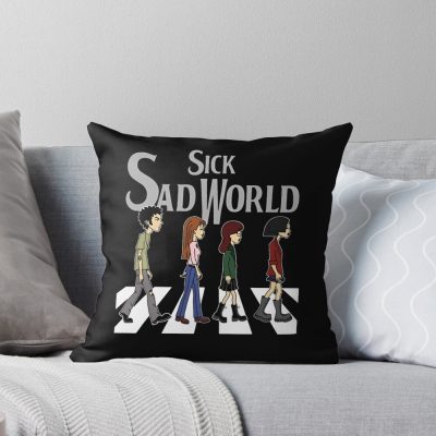 Sick Sad World Abbey Road Parody Throw Pillow