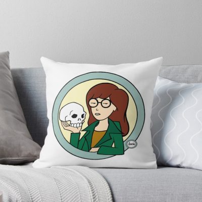 Daria Skull Holder Hoodie Throw Pillow